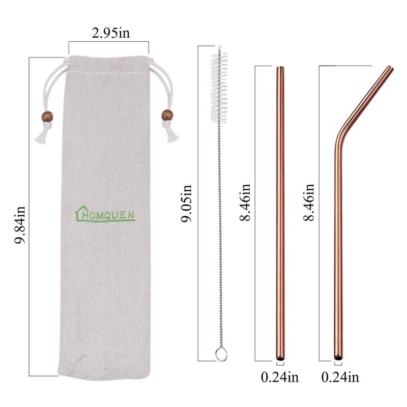 Homquen Pack of 18 Straws (Black/Copper/Gold/Multicoloured/Silver)