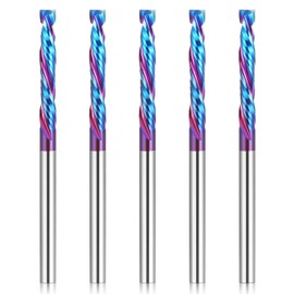 HQMaster Up & Down Cut Compression Bit 1/8" Shank Spiral CNC Router End Mill Tungsten Carbide Milling Cutter Set 5 Pack