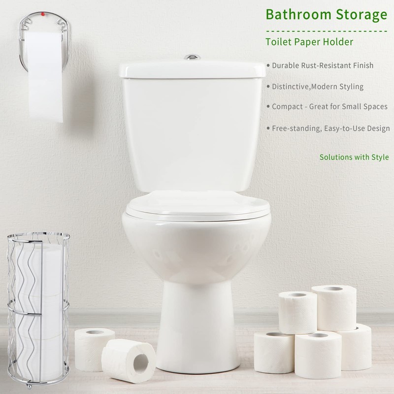 Megier Decorative Metal Standing Toilet Tissue Holder for Bathroom/Powder Room,