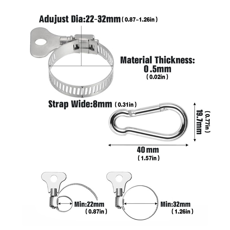 6PCS Flag Pole Clips, Flagpole Mounting Rings,Stainless Steel Flapole Mounting