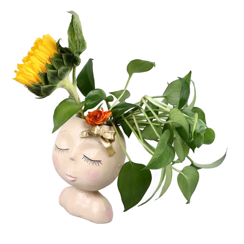 Face Flower Pot Head Planter Pots Resin Succulent Planter with