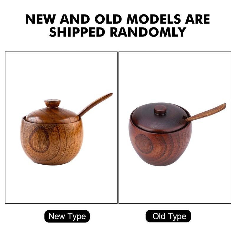 VIFERR Sugar Bowl Wooden Spice Box Salt Container with Lid