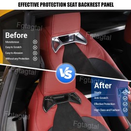 Fgtagtal Fit for Toyota Supra GR A90 A91 MK5 2019-2024 Real Carbon Fiber Seat Back Trim Cover, Car Interior Seat Back Protection Decorative Frame Cover, 2PCS (Black)