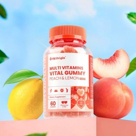 NZ Origin [1+1] Peach & Lemon Flavor / Multivitamin Vital Gummies 60 Gummies (Total 2-Month Supply) / 엔젯오리진 [1+1] 복숭아&레몬맛/멀티비타민 바이탈 구미 60구미 (총 2개월분)