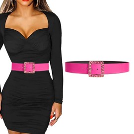 BKEPDY Belt for Women Fashion Pink Belt Ladies Dress Belt Belt PU Leather Gold Buckle Plus Size for Shirt Coat Pants Dress 5cm Wide Pink, pink