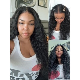 Nadula Bye Bye Knots Glueless Water Wave Wig Human Hair with Elastic Drawstring,Pre Cut 7X5 Invisible Knots HD Lace Front Wigs Pre Plucked with Baby Hair Ready to Go Wig 180% Density 22inch