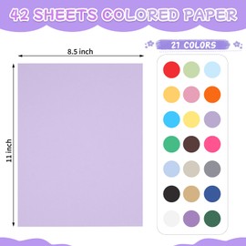 Phinus 42 Sheets Colored Cardstock, Cardstock Printer Paper 8.5 X 11 Inches 21 Assorted Colors, Cardstock Paper Thick 180gsm, Cardstock For Print DIY Kids Scrapbook School Office Party Decors