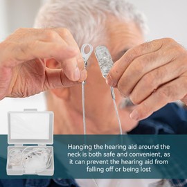 Single Ear Hearing Aids Clip, Anti Lost Portable Hearing Aid Lanyard Hearing Protection Rope with 3 Silicone Rings for Seniors Adults Kid Sound BTE
