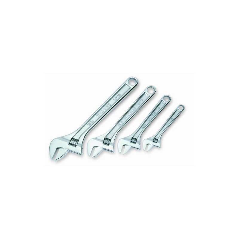 Williams 13342A 4 Piece Chrome Adjustable Wrench Set, in Pouch