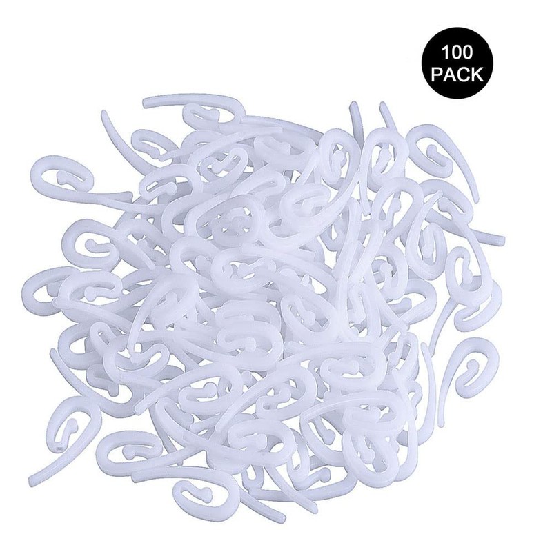100pcs White Plastic Curtain Hooks,Plastic Curly Hooks Curtain Hooks,Plastic Door