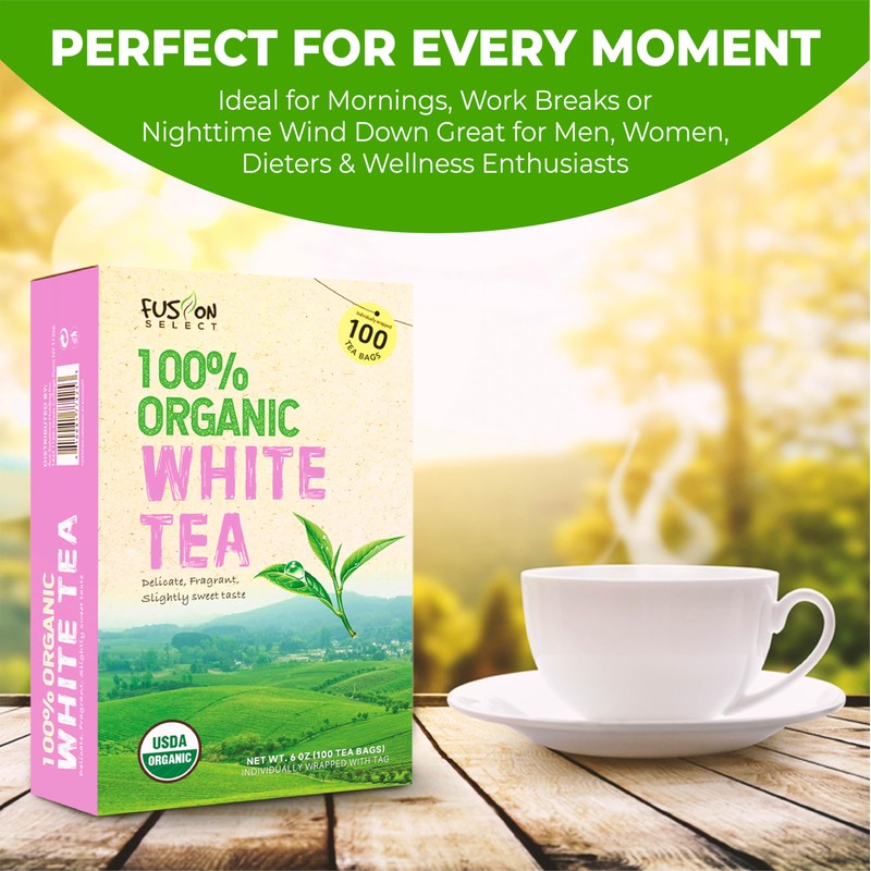 Fusion Select 100% Organic White Tea - Natural Herbal Infusion