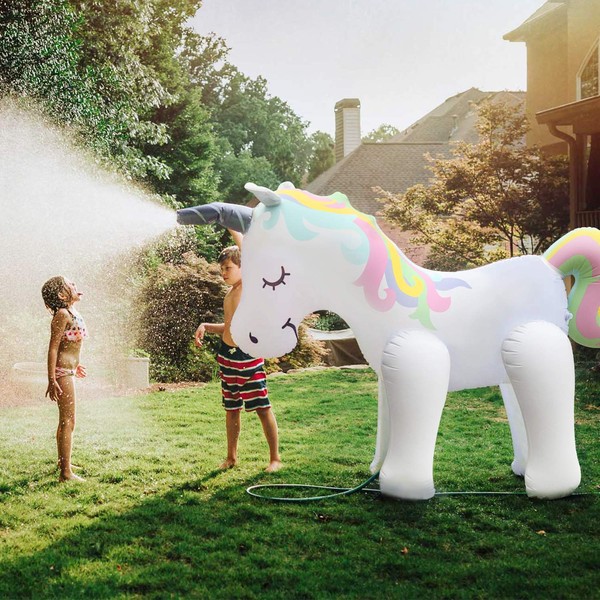 Fun Floats Giant Inflatable Unicorn Sprinkler Unicorn Water Toys for Summer Yard and Outdoor Play Kids and Adults Summer Party Favorite