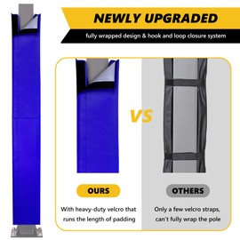 72" Tall Square Basketball Pole Pads - 2" Thick Heavy-Duty All-Weather Pole Padding Outdoor, Weatherproof Basketball Pole Pad for Player Protection, Fits 4", 5" & 6" Basketball Hoop Poles - BLUE
