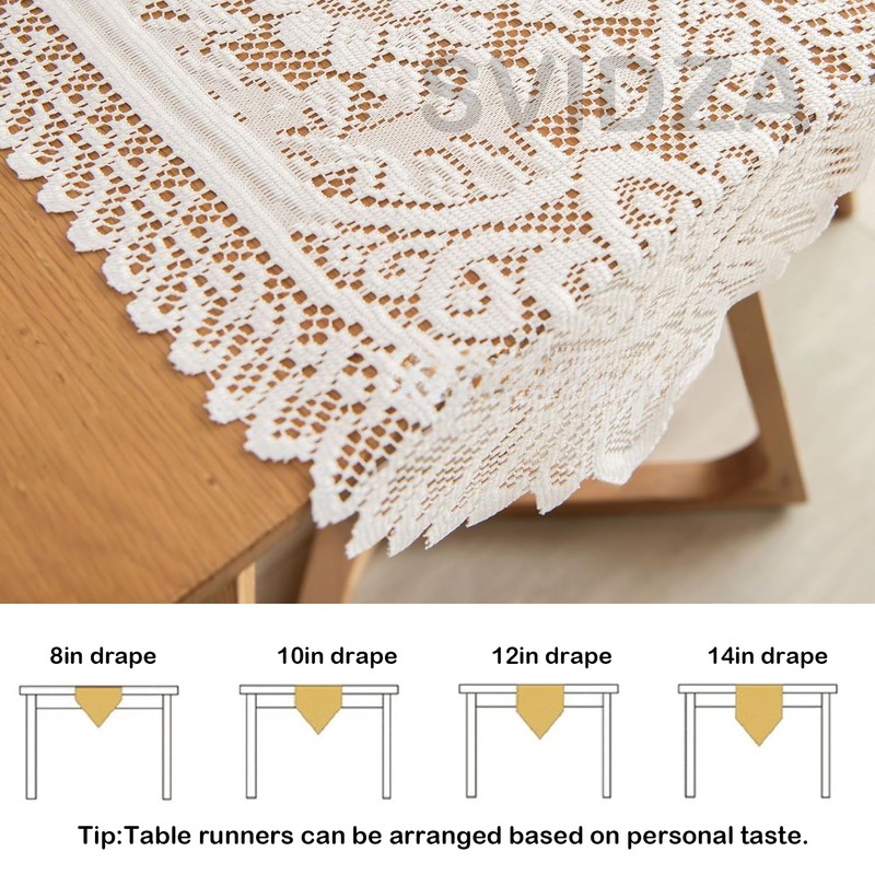 Svidza Lace Table Runner with Elegant and Intricate Floral Pattern