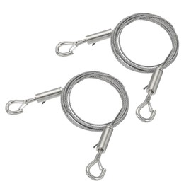 MECCANIXITY 200 x 1.5mm Adjustable Hanging Wires Kit, Heavy Duty Stainless Steel Wire Rope with Double Hooks for Picture Photo Light LED Screen Curtain Billboards DIY Mounting Clamp Pack of 2
