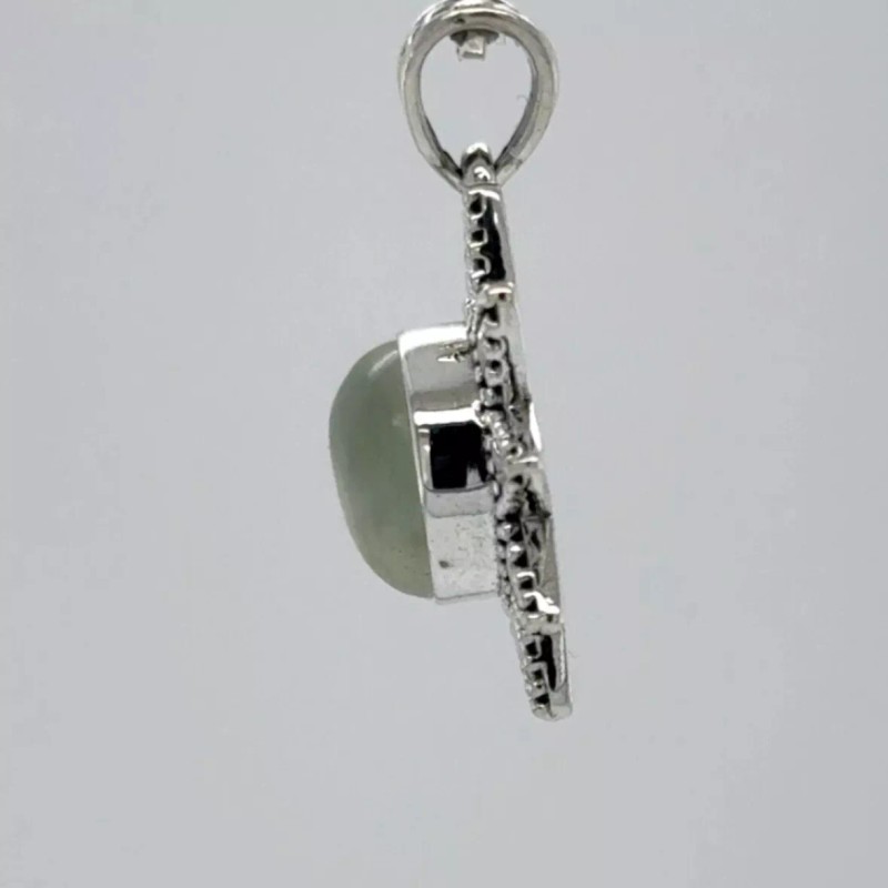 Amber America Green Star Sun PREHNITE Pendant 925 STERLING SILVER