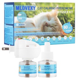 MLOVEXY Cat Calming Diffuser for Cat Anxiety Relief, Cat Pheromones Calming Diffuser to Reduce Cat Scratching, Spraying, and Fear of Parties, Cat Pheromone Diffuser Plug-in with 2 Refills (Blue)