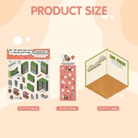 LALASTYLE 5 Sets DIY 3D House Stickers,3D Stickers Scene,Paper House Stickers,3D Miniature Scene Stickers,Make Your Own Bookstore,Baking Shop,Market,Convenience Store