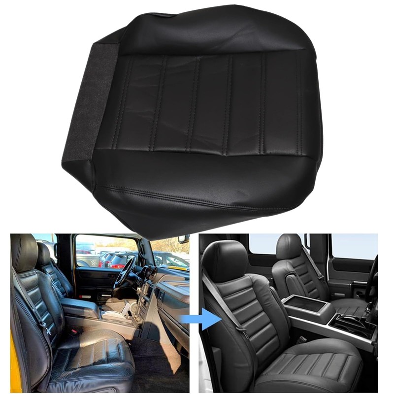 SecosAutoparts Driver & Passenger Bottom Leather Seat Cover Black Compatible