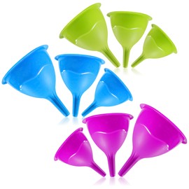 COM-FOUR® 9-Piece Funnel Set in 3 Sizes - Diverter with Filler Neck - Colorful Filling aid - Pouring aid [Selection Varies] (9 Pieces - 3 Sizes)