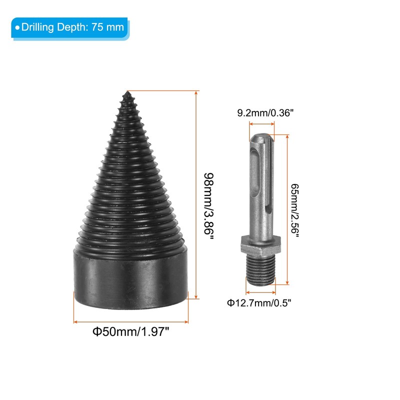 PATIKIL 50mm Firewood Log Splitter Drill Bit, Removable Drill Bits