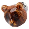 6PCS Bear Door Knob Orange Zinc Alloy Ceramic Decorative Bear