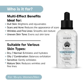 Lactic Acid Serum 10% + HA (1.01 fl. oz.), Exfoliates and Moisturizes, Facial Care Boost, Smooths and Evens Skin