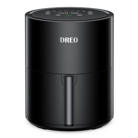 Dreo Air Fryer - 100℉ to 450℉, 4 Quart Hot Oven Cooker with 50 Recipes, 9 Cooking Functions on Easy Touch Screen, Preheat, Shake Reminder, 9-in-1 Digital Airfryer, Black, 4L (DR-KAF002)