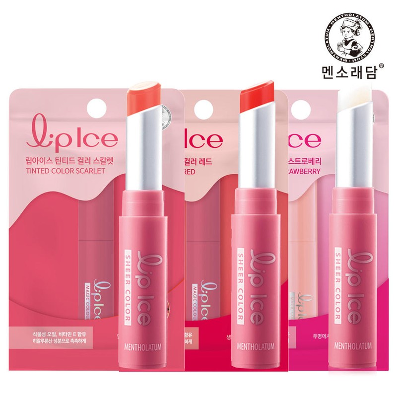 Mentholatium 멘소래담 립아이스 매직컬러 스트로베리+틴티드레드+스칼렛 Mensoldam Lip Ice Magical Color