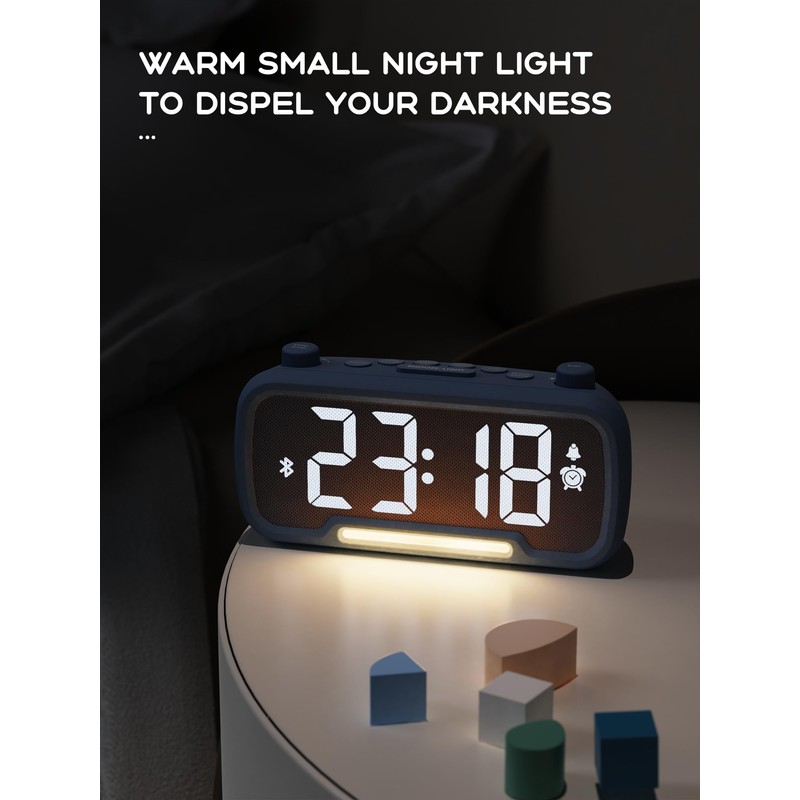 Radio Alarm Clock Besides with Bluetooth Speaker and Night Light,