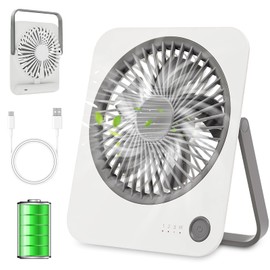 FITENOUGH Rechargeable Travel Fan - Ultra Slim & Quiet Personal Fan for Cruise 4 Speeds 180° Folding, Compact Cooling for Office Bedroom, Camping Travel Essentials (White)