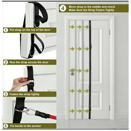 Multi Loop Door Anchor Strap for Resistance Bands, 16.4ft Heavy Duty Anchor System with Multiple Loops, Punch-Free Workout Strap with Storage Bag for Home Gym, Full Body Training & Physical Therapy