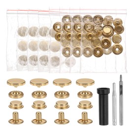 HARFINGTON 24 Set Leather Snap Fasteners Kit 15mm Metal Snap Button Press Studs Leather Rivets Snaps with 3 Setter Tools for Clothes Jackets Jeans Wears, Gold