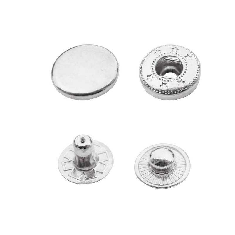 WedDecor 20mm S-Spring Press Studs 4 Part Silver Snap Fasteners