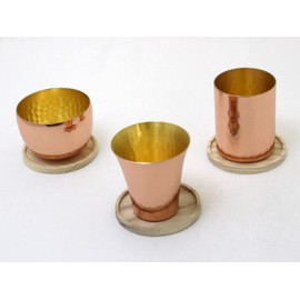 Asahi Super Commitment Copper Cup Pure Copper, Cold Sake Cup Set of 3 Types "Nigiwai" Gift Set Gift Package