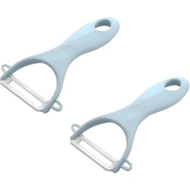 2-Pack Ceramic Y-Peeler Set - Sharp Rust-Proof Vegetable & Fruit Peelers, Blue