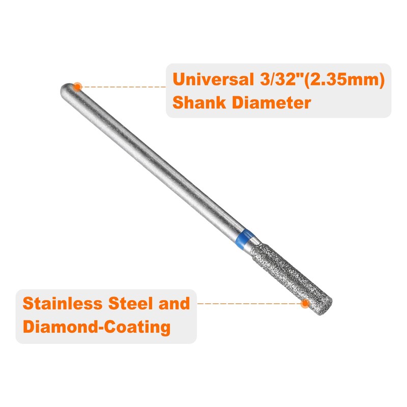 sourcing map 5pcs 120-140 Grits Diamond Grinding Bit 2.5mm Cylinder
