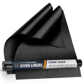 Oven Liners for Bottom of Oven (2 Pack) - Universal Non Stick Oven Liner for Fan Assisted Ovens, 32 x 50 cm Kitchen Accessories Oven Protector Save Time Keep Your Oven Clean (Black)