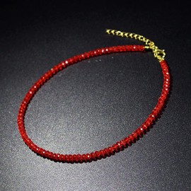 twinkle eye Handmade Red Natural Crystal Beaded Choker Necklace Spinel Multi Faceted Crystal Beads Choker Beaded Necklace for Women