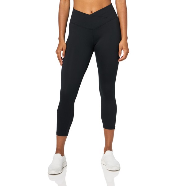 Danskin Women's Crossover Waist Crop Leggings, Black Salt