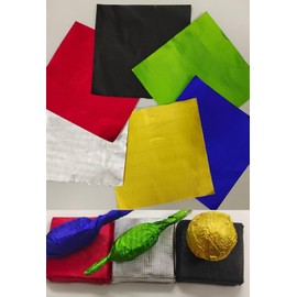 Aluminium Foil Paper Chocolate Candy Wrappers Wrapping Papers Square Sweets Lolly Paper Food Candy Tin Foil Wrappers for Candy Packaging Decoration 3.9 by 3.9-Inch 6 Colors