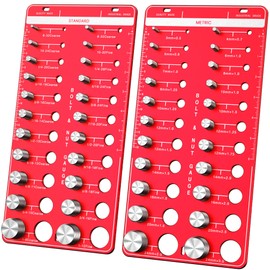 Thread Checker, 44 Nut and Bolt Thread Checker Standard and Metric, 22 Standard & 22 Metric Bolt and Nut Identifier Gauge, 2 in 1 Bolt Size and Thread Gauge with Inch & Metal Ruler for Easy Sizin