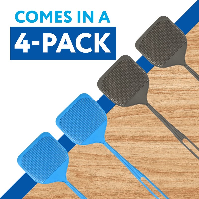 Impresa Extra Large Fly Swatter - 4-Pack, Blue & Grey