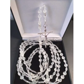 Aeiniweraabbcc SPPRANDOM J.G Wedding Lasso Lazo de Boda Para Matrimonio Lazo de cristal en forma de corazon y cristal Lazo catolico con imagenes cruz color plata.