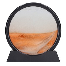 Moving Sand Art Picture, Round Glass 3D Deep Sea Sandscape in Motion Display, Quicksand Painting Decor, Relaxing Desktop Toy for Kids, Adults, Home and Office Decor (Yellow)