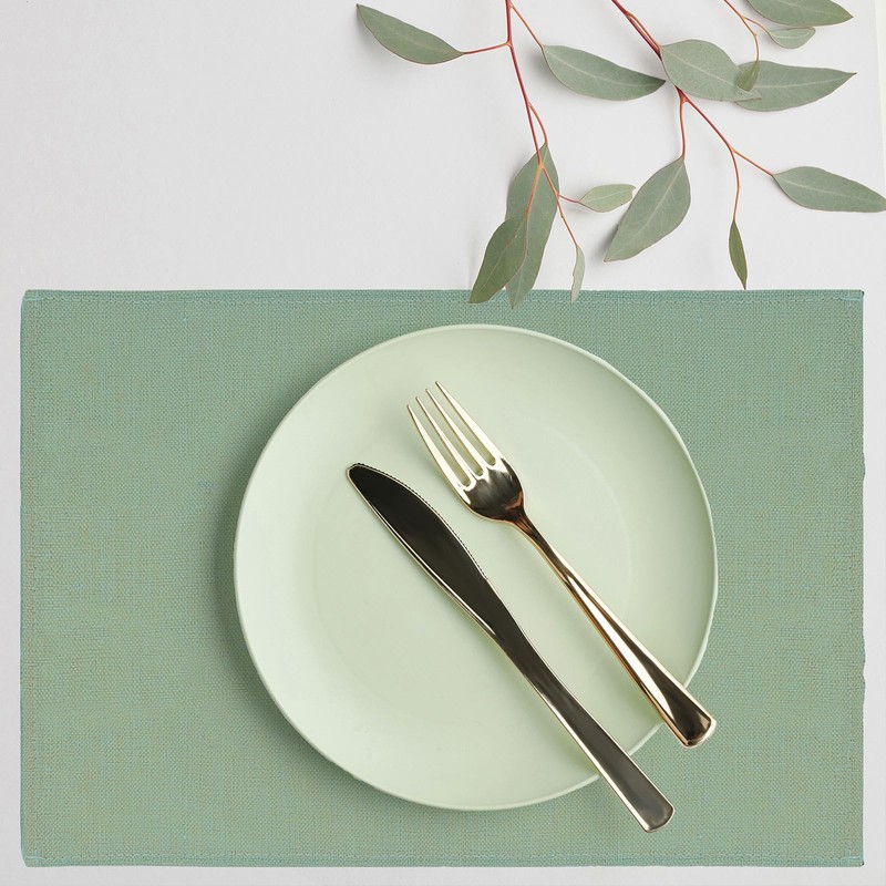 JarThenaAMCS 6Pcs Sage Green Placemats Heat Resistant Waterproof Linen Table