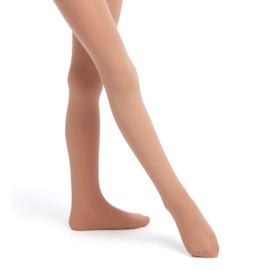 Danskin Girls' Little (2-6X) Dance Student Footed Tights, Classic Light Toast, Intermediate (6X-7)