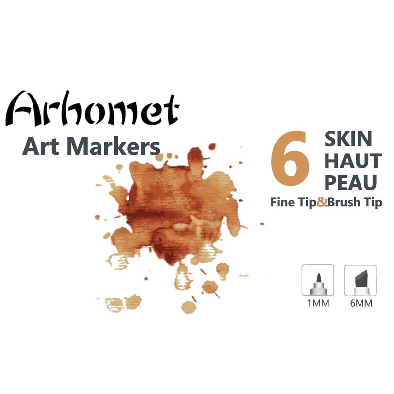6pcs Skin Tone Alcohol Markers,Dual Double Tips Art Markers Drawing