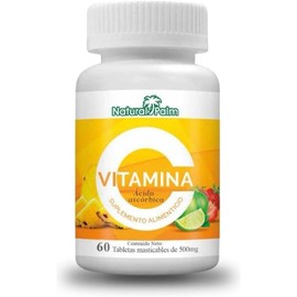 Genérico Vitamina C 500mg, Tabletas Masticables, 60 Tabletas, Suplemento Alimenticio para 30/60 Usos