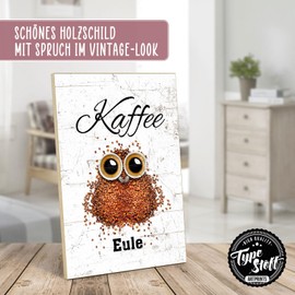 TypeStoff Wooden Sign with Saying - Coffee Owl - Vintage Look with Quote as Gift and Decoration on Coffee and Espresso - HS-01112